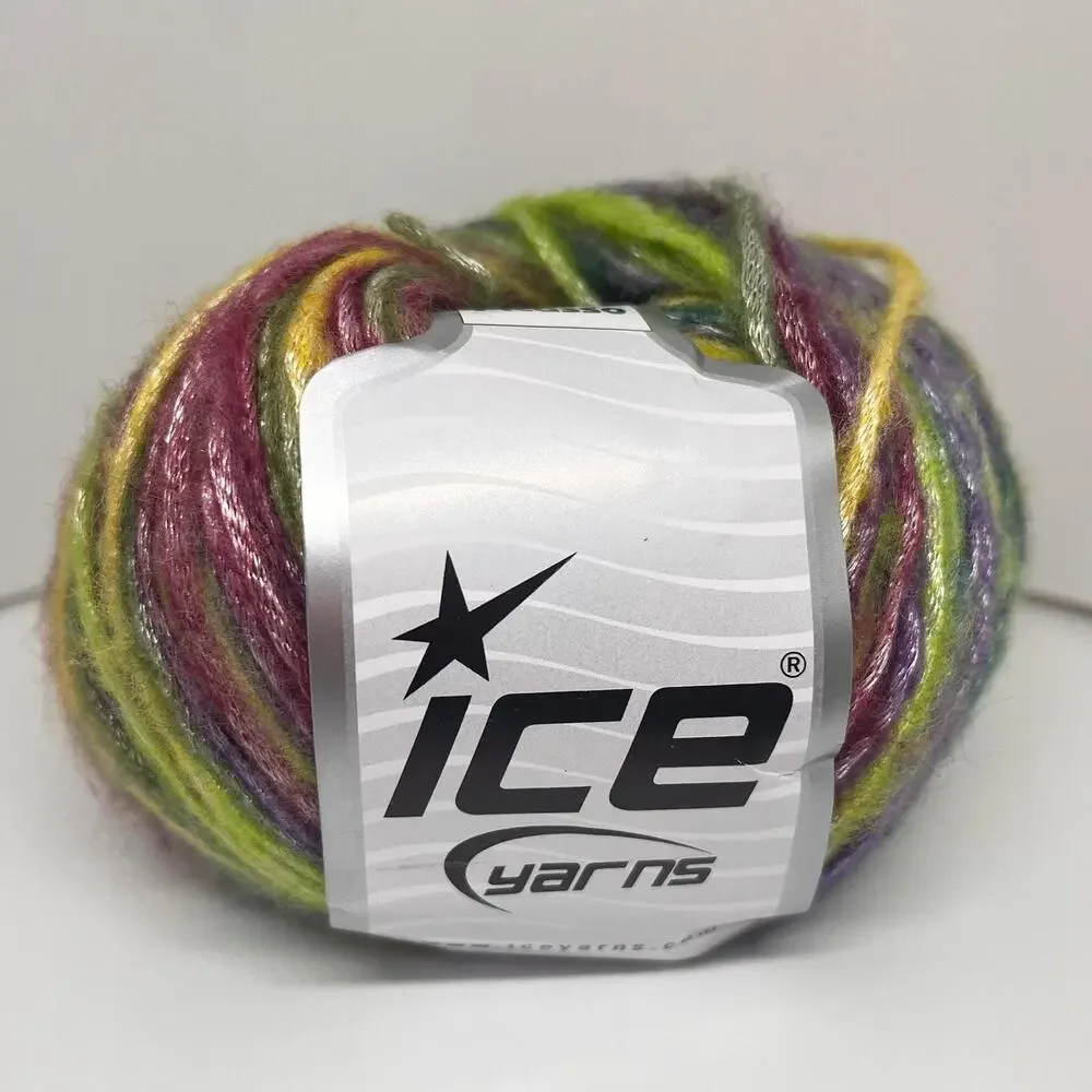 ICE Yarns Picasso Yarn, Greens Pink Purple Variegated